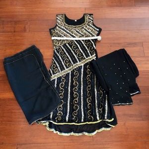 Bollywood style gold black dress Indian dress Punjabi salwar suit 3 piece